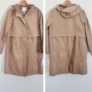 NWT Avec Les Filles Hooded Classic Raincoat in Khaki